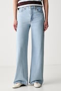 Levi's jeansy wide leg damskie RIBCAGE WIDE LEG niebieskie A6081