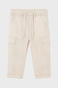 Mayoral pantaloni bebe cargo slim culoarea bej, neted