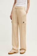 HUGO pantaloni femei, culoarea bej, drept, high waist, 50472062