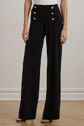 Lauren Ralph Lauren spodnie damskie kolor czarny proste high waist 200807573