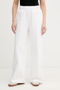 Lacoste spodnie dresowe damskie z bawełną białe high waist XF7374