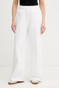 Lacoste spodnie dresowe damskie z bawełną białe high waist XF7374