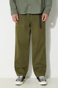 Gramicci spodnie bawełniane Loose Tapered Ridge Pant kolor zielony proste G114.OGT