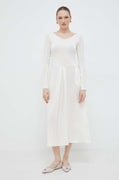 Max Mara Leisure rochie culoarea alb, midi, evazată 2416620000000