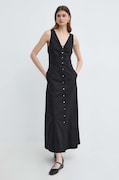 Karl Lagerfeld rochie din bumbac culoarea negru, maxi, evazată