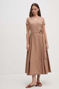 Sandro Ferrone rochie din bumbac culoarea bej, midi, evazată, SFS18XBDRAGUSA