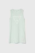 Guess rochie din bumbac pentru copii culoarea turcoaz, mini, dreaptă