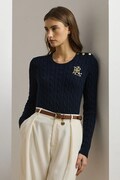 Pamučni pulover Lauren Ralph Lauren boja: tamno plava