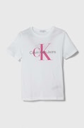 Παιδικό βαμβακερό μπλουζάκι Calvin Klein Jeans χρώμα: άσπρο
