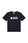 BOSS t-shirt bawełniany dziecięcy kolor granatowy z nadrukiem J25P24