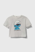 Emporio Armani t-shirt bawełniany niemowlęcy x The Smurfs kolor beżowy z nadrukiem