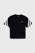 Emporio Armani t-shirt bawełniany dziecięcy kolor granatowy z aplikacją