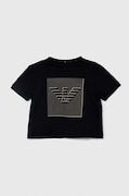 Emporio Armani t-shirt bawełniany niemowlęcy kolor czarny z nadrukiem