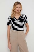 Bavlněné tričko Tommy Hilfiger dámské, tmavomodrá barva, WW0WW40584