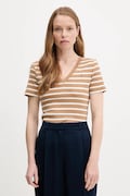Bavlněné tričko Tommy Hilfiger dámské, hnědá barva, WW0WW40584