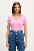 Tommy Jeans tricou pentru femei, din bumbac cu elastan roz DW0DW17385