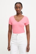 Tommy Jeans tričko dámské bavlněné s elastanem růžové DW0DW17385