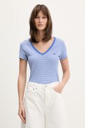 Tommy Jeans majica za žene od pamuka s elastanom plava DW0DW17385