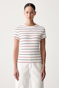 Tommy Jeans T-shirt basic damski bawełniany z elastanem biały DW0DW17383