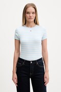 Tommy Jeans T-shirt basic damski bawełniany z elastanem niebieski DW0DW17383