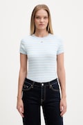 Tommy Jeans T-shirt basic damski bawełniany z elastanem niebieski DW0DW17383