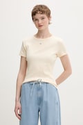 Tommy Jeans t-shirt basic damski bawełniany z elastanem beżowy DW0DW17383