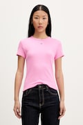 Tommy Jeans Тениска basic дамска от памук с еластан розова DW0DW17383