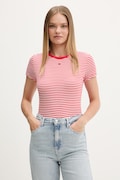 Tommy Jeans t-shirt basic damski bawełniany z elastanem czerwony DW0DW17383