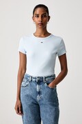 Tommy Jeans T-shirt basic damski bawełniany z elastanem niebieski DW0DW17383