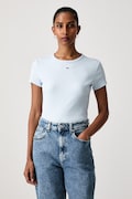 Tommy Jeans T-shirt basic damski bawełniany z elastanem niebieski DW0DW17383