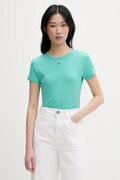Tommy Jeans basic majica kratkih rukava ženska od pamuka s elastanom tirkizna DW0DW17383