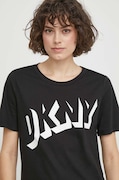 Бавовняна футболка Dkny жіночий колір чорний