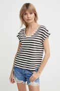 Pepe Jeans t-shirt z domieszką lnu KHLOE kolor szary PL505835