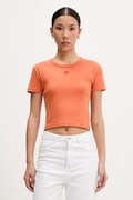 HUGO crop top damesc cu bumbac Delanor portocaliu 50512000