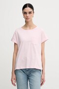 Pamučna majica Sisley za žene, boja: ružičasta