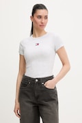 Tommy Jeans t-shirt női pamut elasztánnal szürke DW0DW17881