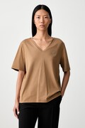 Lacoste tricou basic pentru femei din bumbac maro TF7300