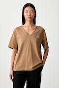 Lacoste tricou basic pentru femei din bumbac maro TF7300