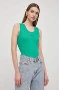 Karl Lagerfeld top din bumbac culoarea verde