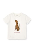 Liewood t-shirt bawełniany niemowlęcy Apia Baby Placement Shortsleeve T-shirt kolor beżowy z nadrukiem