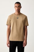 HUGO T-shirt męski bawełniany Dalile beżowy 50505201