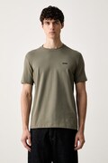 BOSS Green T-shirt męski bawełniany z elastanem Tee brązowy 50506373