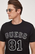 Βαμβακερό μπλουζάκι Guess ανδρικά, χρώμα: μαύρο