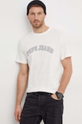 Pepe Jeans tricou din bumbac barbati, culoarea bej, cu imprimeu