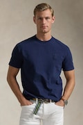 Bavlnené tričko Polo Ralph Lauren pánske, tmavomodrá farba, jednofarebné, 710936509