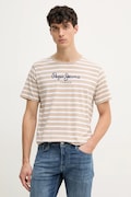Pepe Jeans t-shirt bawełniany męski kolor beżowy wzorzysty