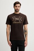 Under Armour t-shirt męski kolor brązowy wzorzysty