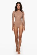 GOD SAVE QUEENS body pentru femei LONG SLEEVE CREW-NECK BODYSUIT bej simplu GSQ-139-371