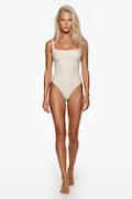 GOD SAVE QUEENS body pentru femei SQUARE-NECK BODYSUIT bej simplu GSQ-139-372