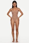 GOD SAVE QUEENS body pentru femei SQUARE-NECK BODYSUIT bej simplu GSQ-139-372